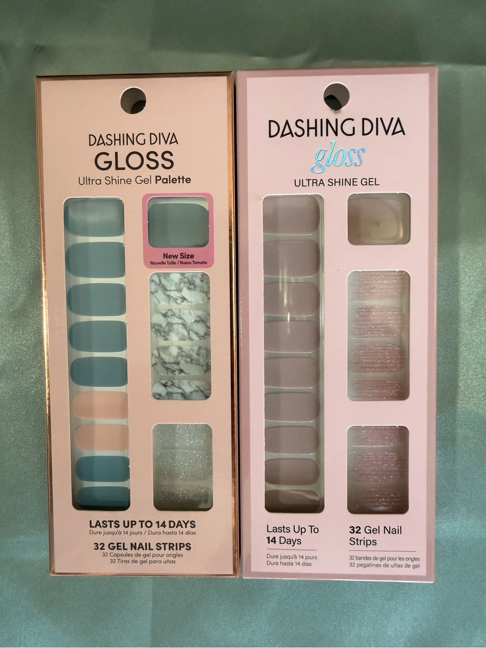 Dashing Diva Gloss Gel Nail Strips - Pastel Blue, Taupe & Marble NEW